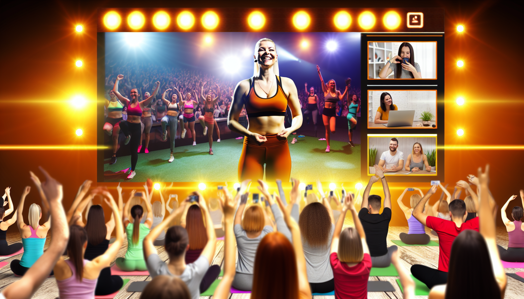 オンライン配信と会場イベントが同時進行するフィットネスコミュニティの風景